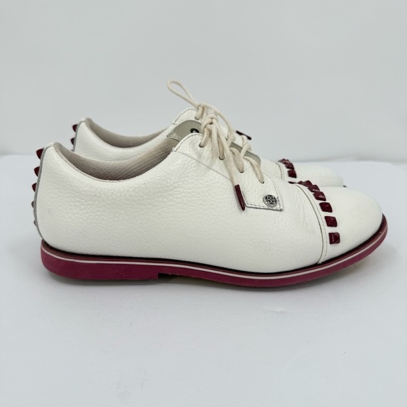 G/FORE Gallivanter Stud Cap Toe Ladies Golf Shoe in Snow / Red Size 8.5 - Picture 2 of 10